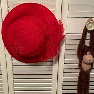 Beautiful Solid Red Holiday Church Formal Hat